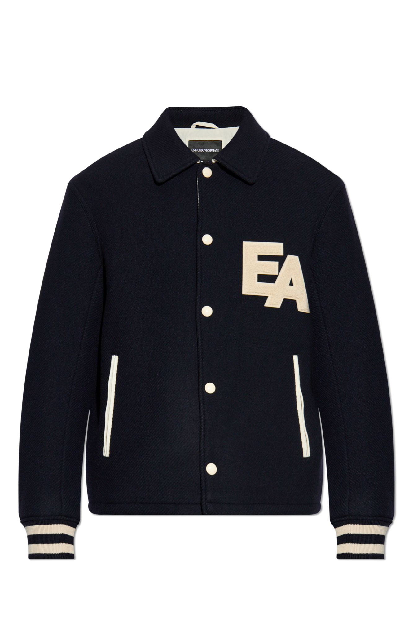 EMPORIO ARMANI ジャケット ホワイト・ブラック Navy blue Wool jacket with logo Emporio Armani - Vitkac France